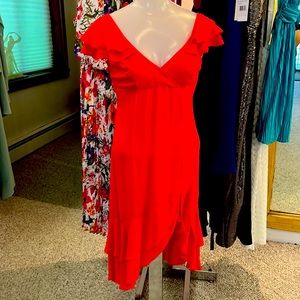 Nicol Miller Size 0– coral dress with double layer flounce